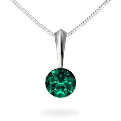 925 Sterling Silver Pendant with Chain with Emerald Crystal of Swarovski (6565-EM), Emerald, Swarovski