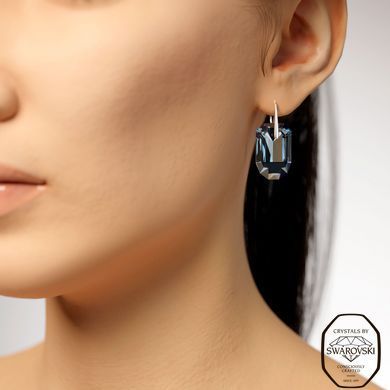 Серьги с серебра 925 пробы с Аквамаринами Swarovski (KS650822AQMB), Аквамарин, Swarovski