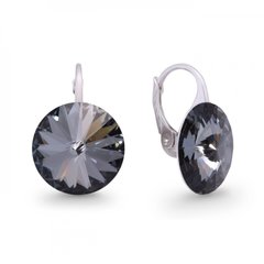 925 Sterling Silver Earrings with Silver Night Crystals of Swarovski (KA112214SN), Silver Night, Swarovski