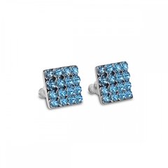 925 Sterling Silver Stud Earrings with Aquamarine Crystals of Swarovski (KMESHAQ), Aquamarine, Swarovski