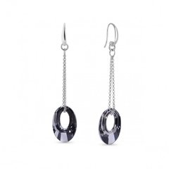 925 Sterling Silver Earrings with Silver Night Crystals of Swarovski (KW6040SN), Silver Night, Swarovski