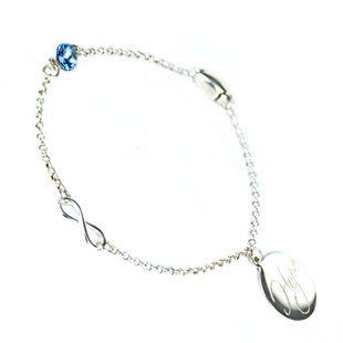 Срібний браслет. Сапфір Swarovski. Артикул 6469-LS, Сапфір, Swarovski