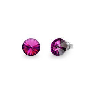 Серьги гвоздики с серебра 925 пробы с Аметистами Swarovski (K1122SS39AM), Аметист, Swarovski