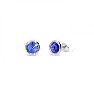 Серьги гвоздики с серебра 925 пробы с Сапфирами Swarovski (KR1122SS29S), Сапфир, Swarovski