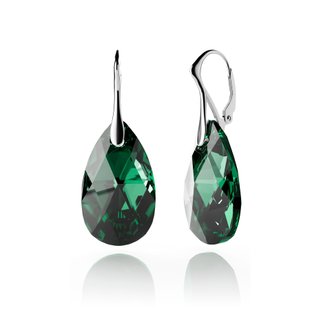 Серьги с серебра 925 пробы с Изумрудами Swarovski (64618-EM), Изумруд, Swarovski