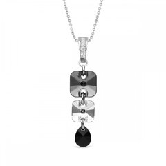 925 Sterling Silver Pendant with Chain with Crystals of Swarovski (NL32013SNCJ), Silver Night, Jet, Crystal, Swarovski