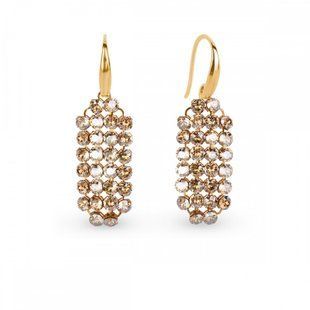 Серьги из серебра 925 пробы с Зототистыми Цитринами Swarovski (KWMESH2GS), Цитрин, Swarovski