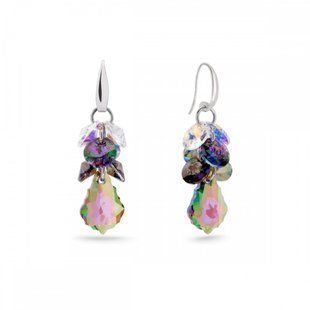 Серьги с серебра 925 пробы с Райським Султанитом Swarovski (KWP6090PS), Султанит, Фианит, Swarovski