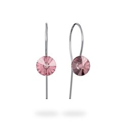 Silver earrings. Pink Swarovski Spinel. Article 61616-LR, Light Rose, Swarovski