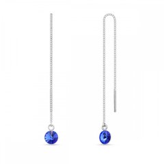 925 Sterling Silver Earrings with Sapphire Crystals of Swarovski (KWK1122SS29SA), Sapphire, Swarovski