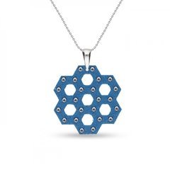 925 Sterling Silver Pendant with Chain with Denim Blue Crystals of Swarovski (NHEX7LBDB), Sapphire, Swarovski