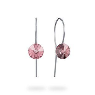 Срібні сережки. Рожева Шпінель Swarovski. Артикул 61616-LR, Шпінель, Swarovski