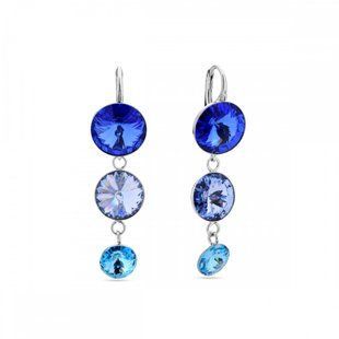 Серьги из серебра 925 пробы с Сапфирами Swarovski (KAT112212SAAQ1), Аквамарин, Сапфир, Swarovski