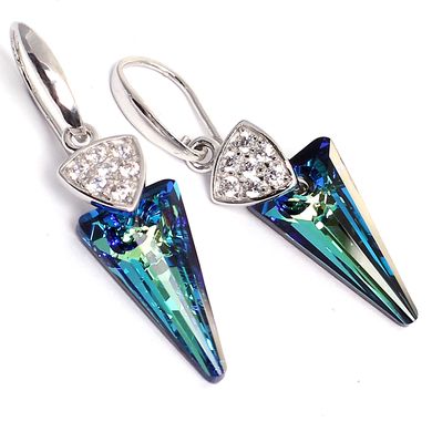 925 Sterling Silver Earrings with Bermuda Blue Crystals of Swarovski (KW6480BB), Bermuda Blue, Swarovski