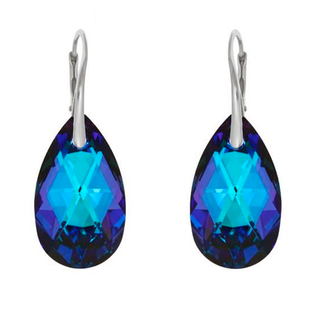 Срібні сережки. Танзаніт Swarovski. Артикул 64618-H, Танзаніт, Swarovski