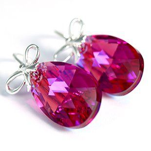 Серьги из серебра 925 пробы со Шпинель Swarovski (4288035618), Шпинель, Swarovski