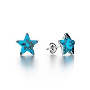 Сережки гвоздики зі срібла 925 проби з Бермудськими Танзанітами Swarovski (K474510BB), Танзаніт, Swarovski