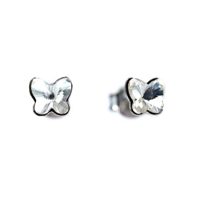 925 Sterling Silver Stud Earrings with Crystals of Swarovski (K47485C), Crystal, Swarovski