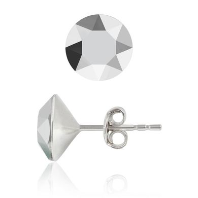 Silver stud earrings. Chromium Hematite Swarovski. Article 61624-LCR, Jet, Swarovski