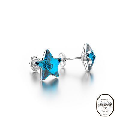 Сережки гвоздики зі срібла 925 проби з Бермудськими Танзанітами Swarovski (K474510BB), Танзаніт, Swarovski