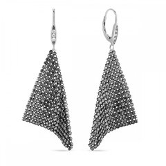 925 Sterling Silver Earrings with Silver Night Crystals of Swarovski (KWFM18SN), Silver Night, Crystal, Swarovski