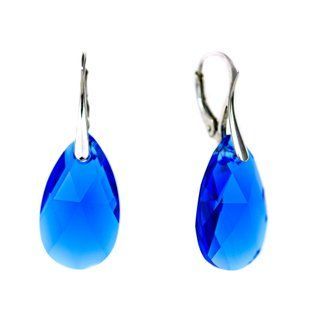 Срібні сережки. Королівський сапфір Swarovski. Артикул 64618-MAB, Swarovski