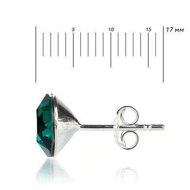 Silver stud earrings. The Swarovski emerald. Article 61624-EM, Emerald, Swarovski