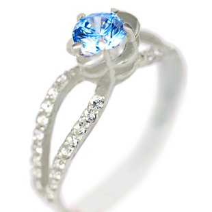 Каблучка. Blue Swarovski Zirconia. Артикул 6867-BZ, Циркон, Swarovski, 18