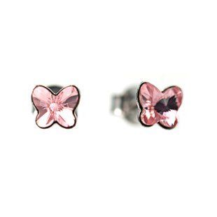Серьги гвоздики из серебра 925 пробы с Розовая Шпинель Swarovski (K47485LR), Шпинель, Swarovski