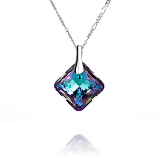 925 Sterling Silver Pendant with Chain with Vitrail Light crystal of Swarovski (61361-VL), Vitrail Medium, Swarovski