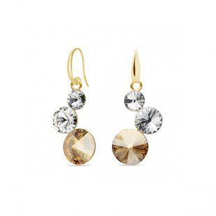 Серьги из серебра 925 пробы с кристаллами Swarovski (KWG11223CGS), Фианит, Цитрин, Swarovski