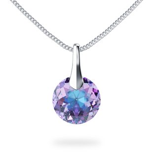 Кулон с цепочкой с серебра 925 пробы с Светлым Аметистом Swarovski (61363-VL), Аметист, Swarovski