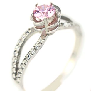 Каблучка. Pink Swarovski Zirconia. Артикул 6867-PZ, Циркон, Swarovski, 19