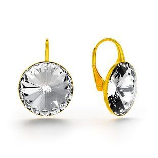 Сережки з позолоченого срібла 925 проби з Фіанітами Swarovski (KAG112214C), Фіаніт, Swarovski