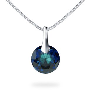 Кулон з ланцюжком з срібла 925 проби з Бермудським Танзанітом Swarovski (61363-BB), Танзаніт, Swarovski