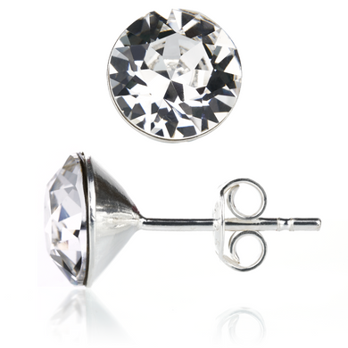 Silver stud earrings. Swarovski Crystal. Article 61625-C, Crystal, Swarovski