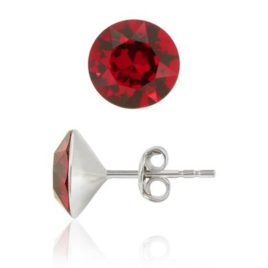 Silver stud earrings. Scarlet Swarovski Ruby. Article 61624-SC, Siam, Swarovski
