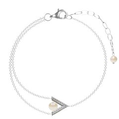 925 Sterling Silver Necklace with Pearls of Swarovski (BC1V58185W), Pearl, Swarovski