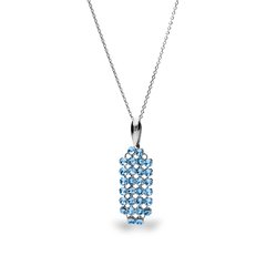 925 Sterling Silver Pendant with Chain with Aquamarine Crystal of Swarovski (N1MESH2AQ), Aquamarine, Swarovski