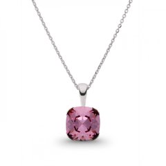 925 Sterling Silver Pendant with Chain with Antique Pink Crystal of Swarovski (N4470AP), Light Rose, Swarovski
