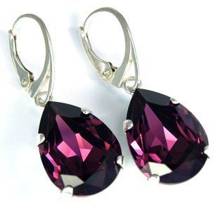 Серьги из серебра 925 пробы с Аметистом Swarovski (4198401043), Аметист, Swarovski