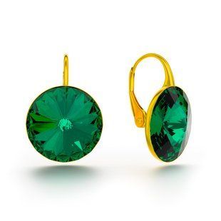 Сережки з позолоченого срібла 925 проби зі Смарагдами Swarovski (KAG112214EM), Смарагд, Swarovski