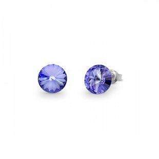 Серьги гвоздики с серебра 925 пробы с Танзанитами Swarovski (K1122SS39TA), Танзанит, Swarovski