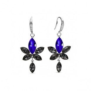 Серьги из серебра 925 пробы с кристаллами Swarovski (KWCD4228MJBSN), Александрит, Сапфир, Swarovski