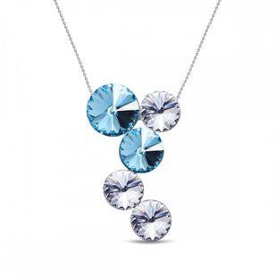 Кулон с цепочкой с серебра 925 пробы с Фианитами Swarovski (NK1122AQC), Аквамарин, Фианит, Swarovski