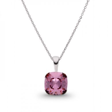 925 Sterling Silver Pendant with Chain with Antique Pink Crystal of Swarovski (N4470AP), Light Rose, Swarovski
