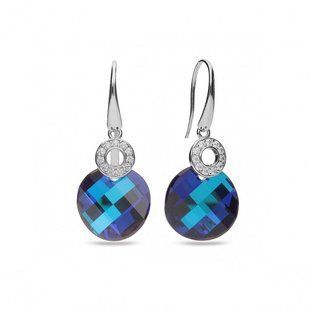 Серьги с серебра 925 пробы с Бермудськими Танзанитами Swarovski (KWC662118BB), Танзанит, Фианит, Swarovski