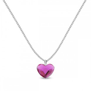 925 Sterling Silver Pendant with Chain with Fuchsia Crystal of Swarovski (N28086F-L), Vitrail Medium, Swarovski