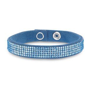 Браслет з алькантари з Аквамаринами Swarovski (BNTEXC5LBAQ), Аквамарин, Swarovski