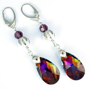 Серьги из серебра 925 пробы с Аметистом Swarovski (4399839344), Аметист, Swarovski